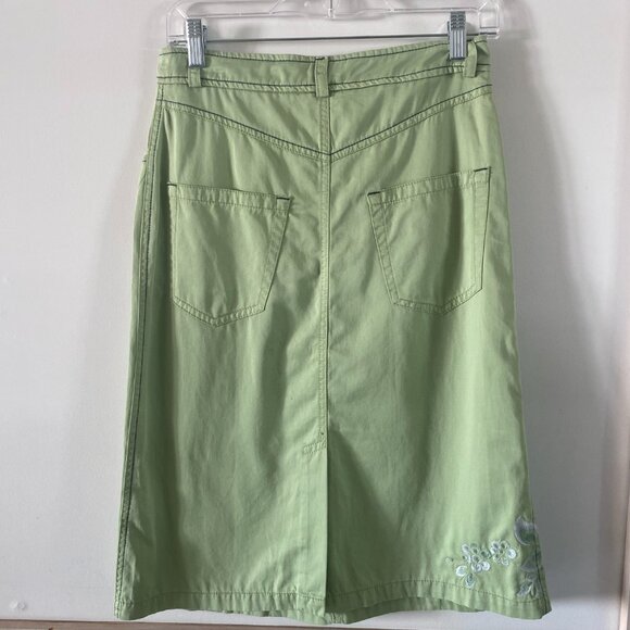 Oilily Women's Olive Green Floral Embroidered Long Skirt Size 34 K14 - Picture 3 of 5